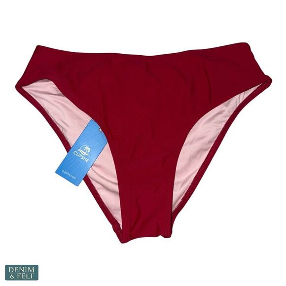 Cupshe Sangria Bliss Red Bikini Set XS Bust Enhancing Scallop Swimwear NEW/NWT!! - Picture 11 of 15